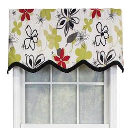 RLF Home - Aria Ruffled Window Treatment Provance Valance 3" Rod Pocket 50" x 17" Multi/Ivory - Multi ivory