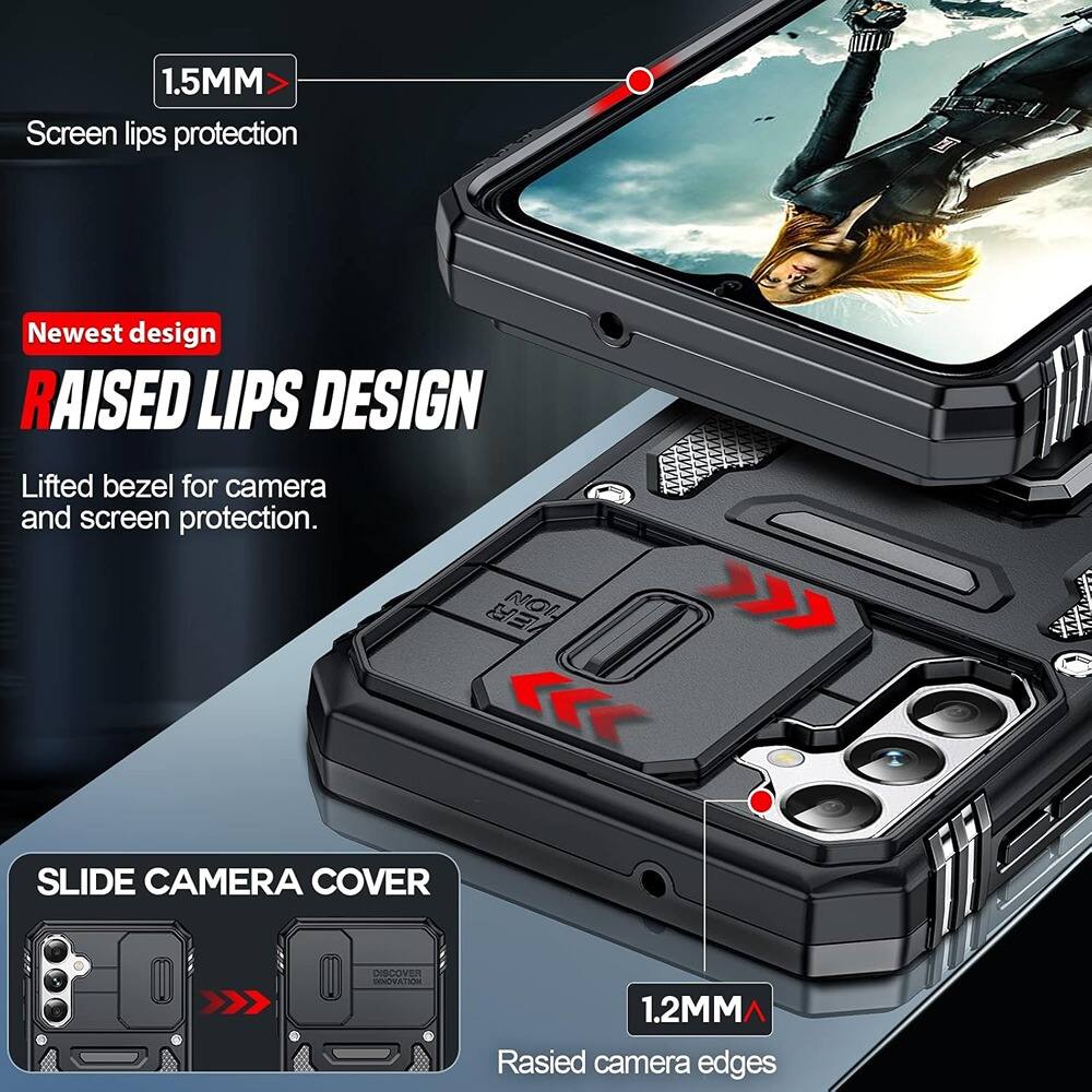 1.5MM Screen lips protection  
Newest design  
RAISED LIPS DESIGN  
Lifted bezel for camera and screen protection.  

SLIDE CAMERA COVER  

1.2MM  
Raised camera edges