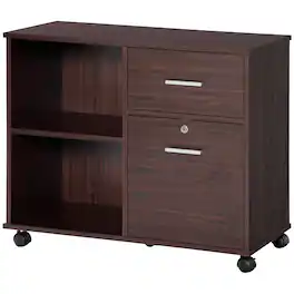 Vinsetto - File Cabinet with Wheels - Walnut