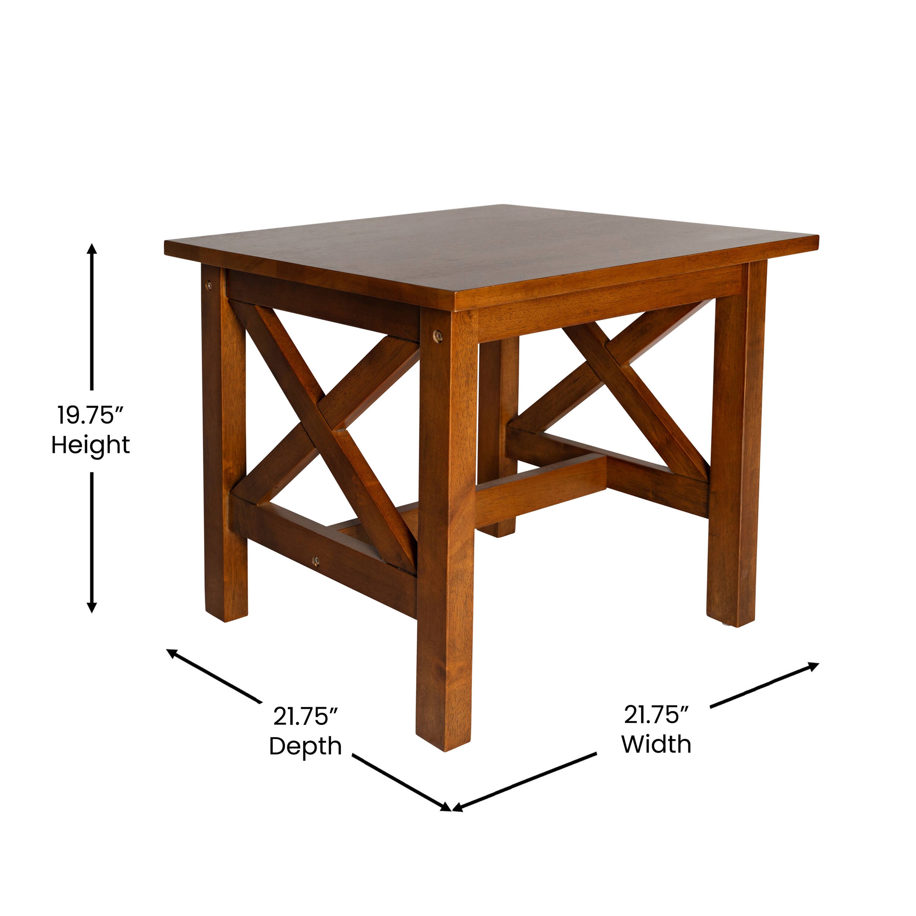 19.75" Height  
21.75" Depth  
21.75" Width