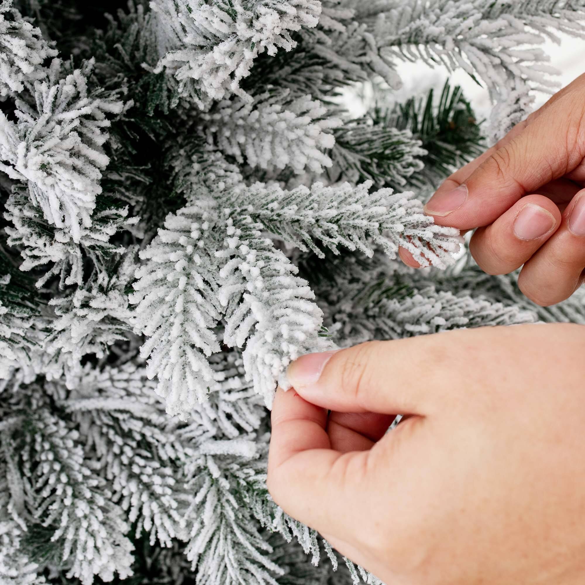 Alt View 20. Costway - 6 FT Pre-Lit Christmas Tree Snow Flocked Hinged Xmas Decoration with 350 Lights - Green/White.