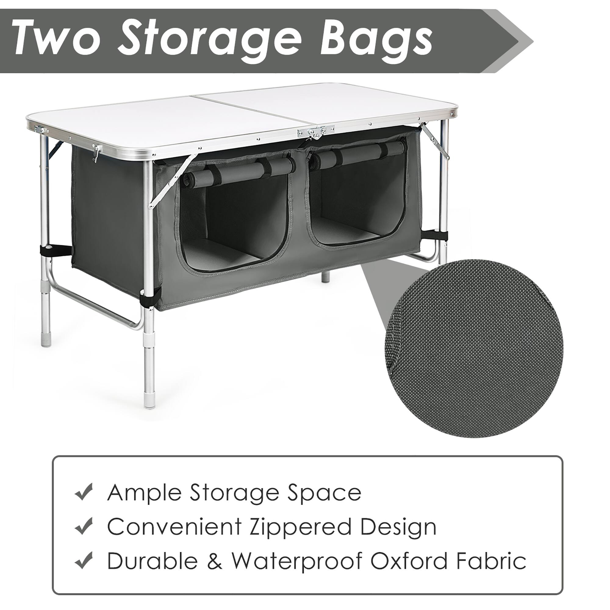 Two Storage Bags: Ample Storage Space, Convenient Zippered Design, Durable & Waterproof Oxford Fabric.
