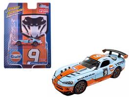 Johnny Lightning - 2008 Dodge Viper SRT10 #9 "Gulf Oil" Limited Edition to 2496 pieces Worldwide 1/64 - Light Blue and Orange