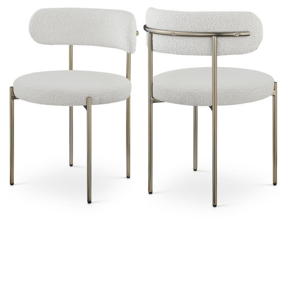 Meridian Furniture - Beacon Cream Boucle Fabric Dining Chair, Set of 2 - Beige