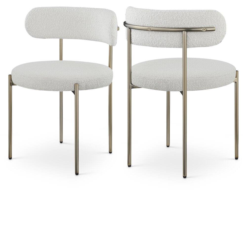 Front. Meridian Furniture - Beacon Cream Boucle Fabric Dining Chair, Set of 2 - Beige.