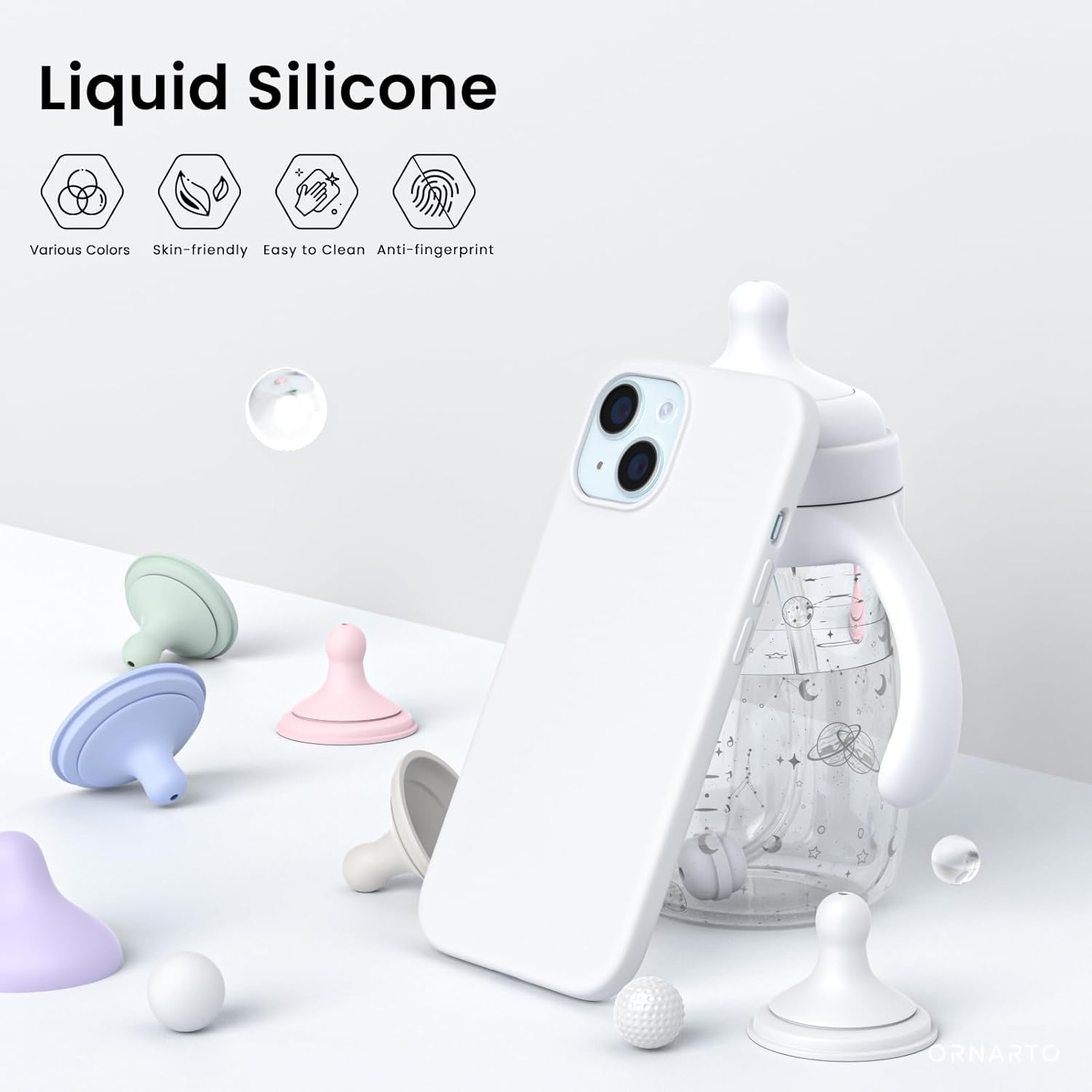 Liquid Silicone Various Colors Skin-friendly Easy to Clean Anti-fingerprint ORNARTO
