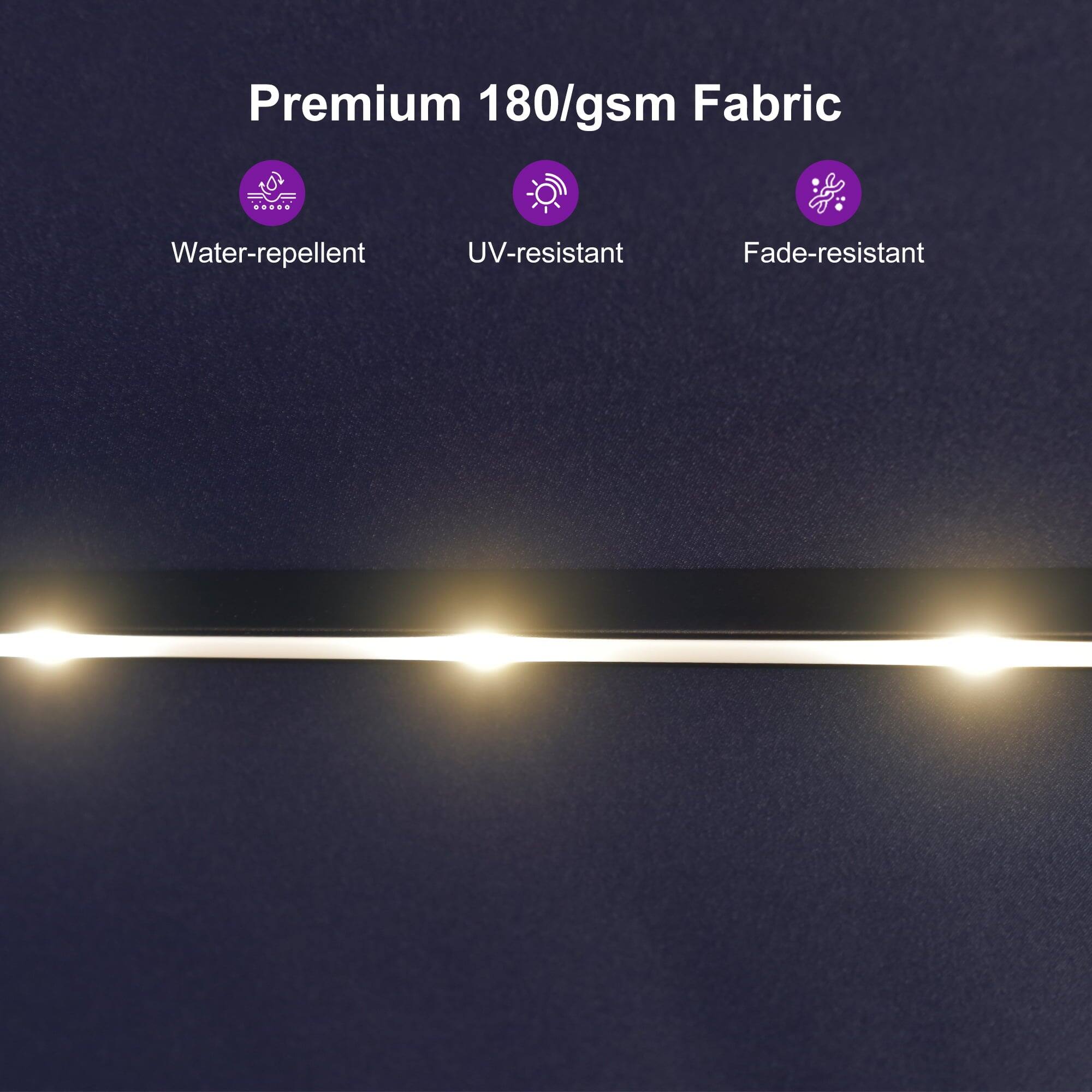 Premium 180/gsm Fabric

- Water-repellent
- UV-resistant
- Fade-resistant