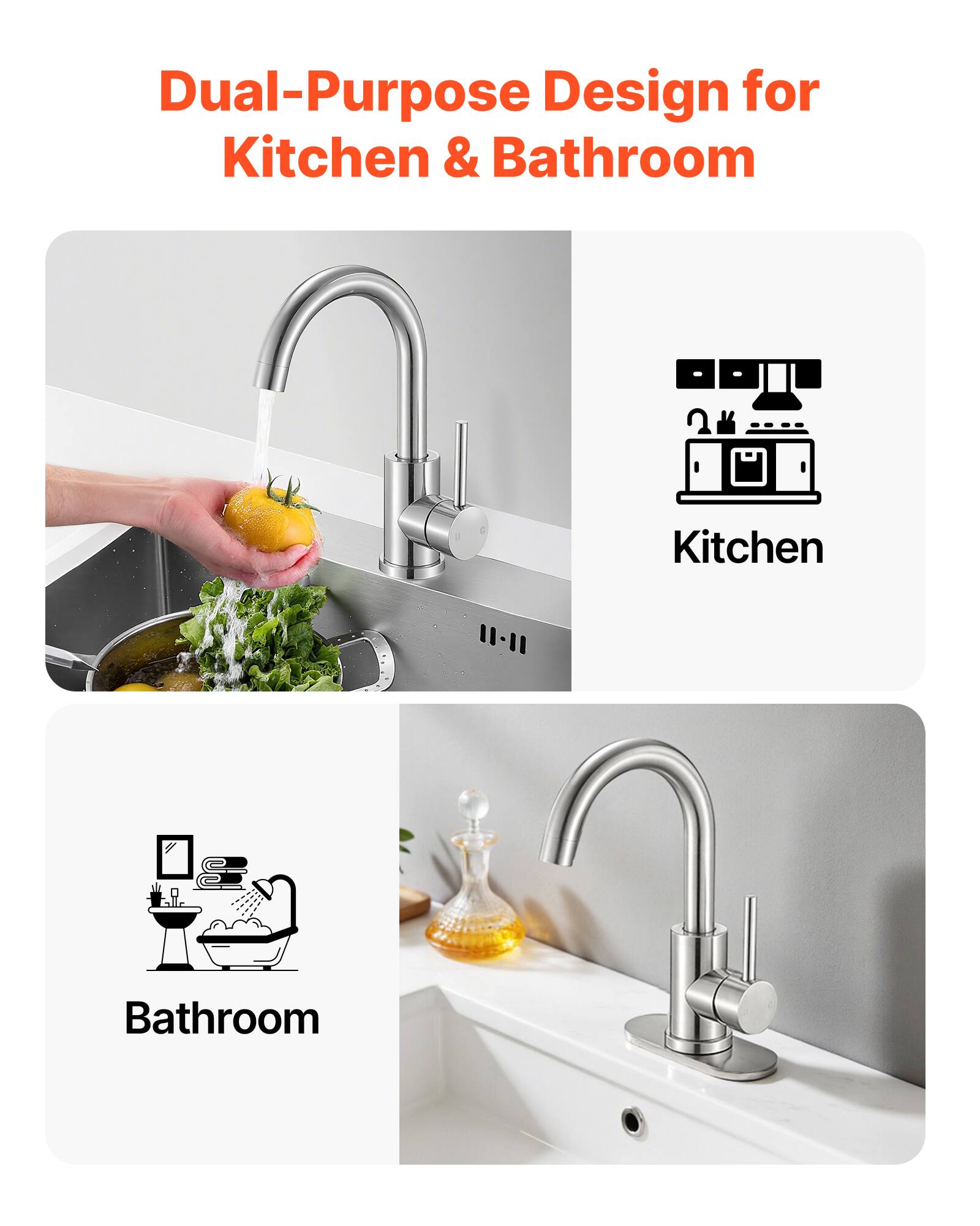 Dual-Purpose Design for Kitchen & Bathroom

Kitchen

Bathroom