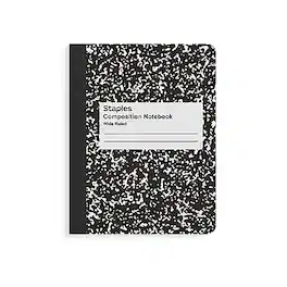 Staples - Composition Notebooks, 7.5" x 9.75", Wide Ruled, 100 Sheets/White Marble, 4/Pack - Black