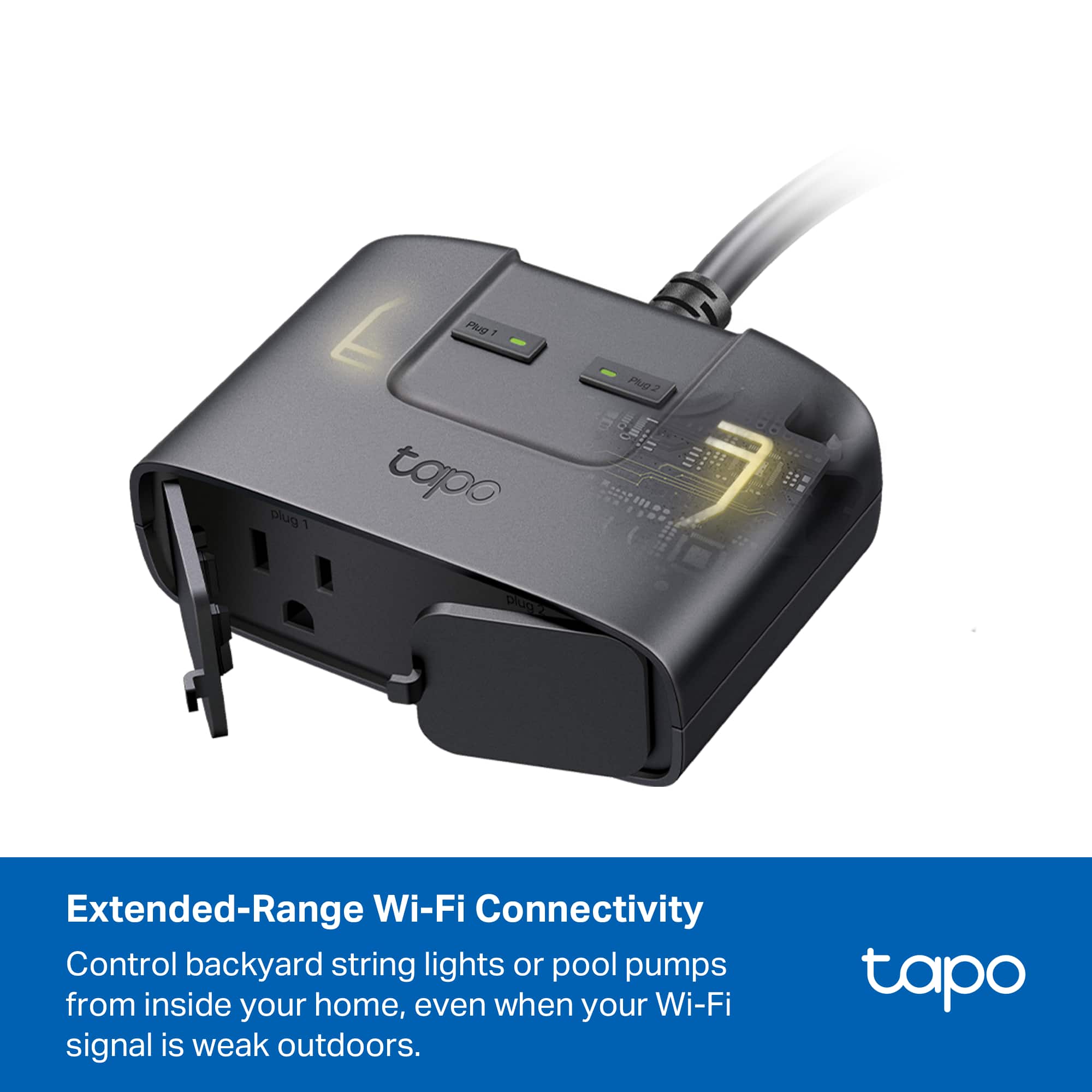 Extended-Range Wi-Fi Connectivity
Control backyard string lights or pool pumps from inside your home, even when your Wi-Fi signal is weak outdoors.