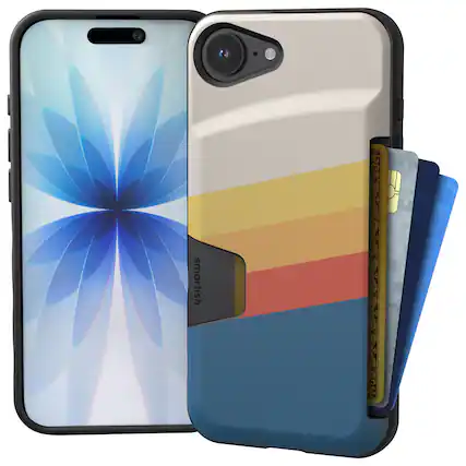 Front. Smartish - Smartish iPhone 17e/16e Wallet Case - Wallet Slayer Vol 1 - Slim Card Holder Cover - Striped Up - Orange.