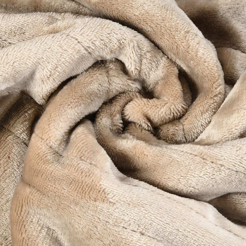 Left. Medical King - Electric Heated Blanket with Hand Controller for 10 Heating Settings Beige 50 x 60 - Beige.