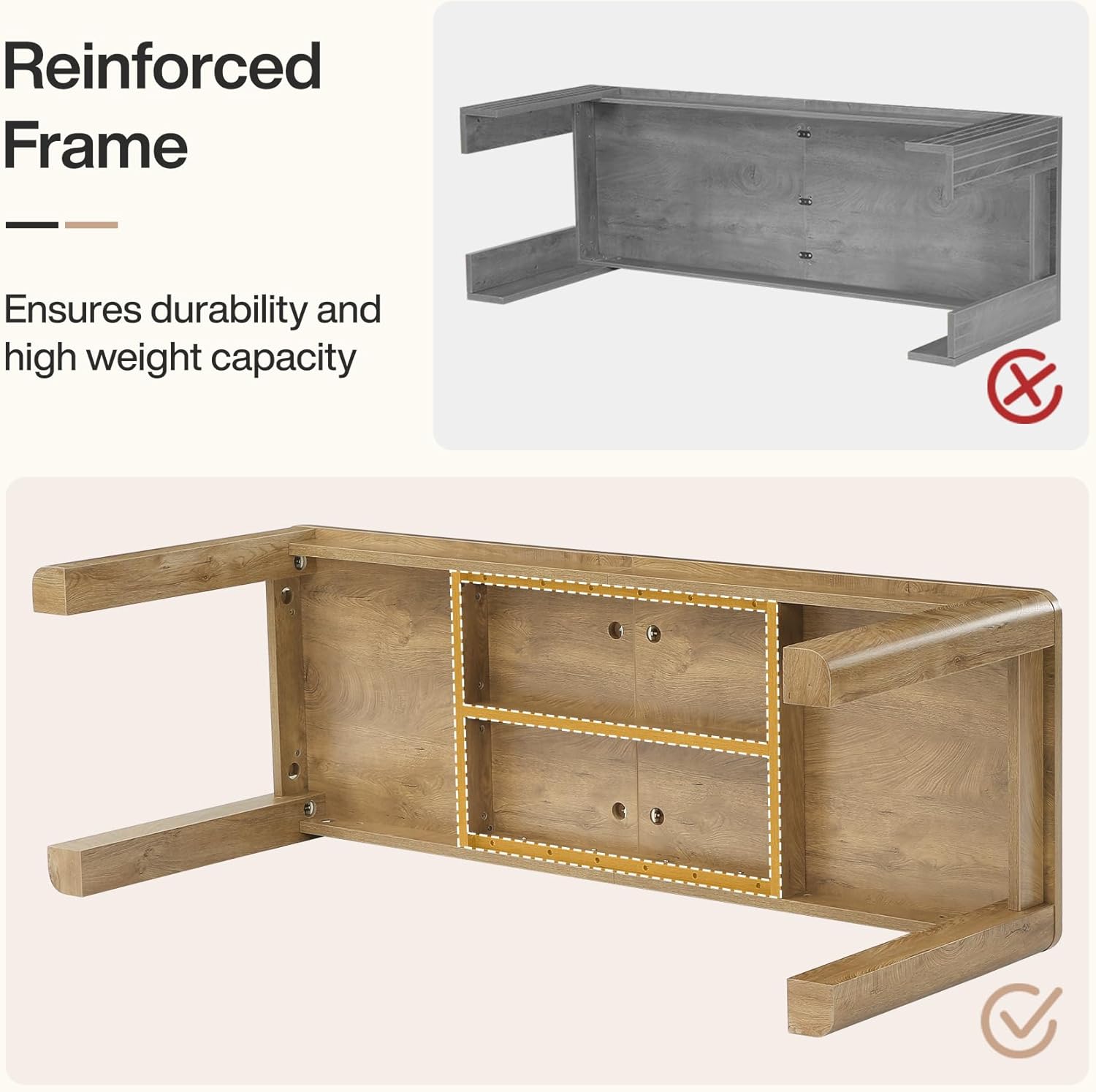 Reinforced Frame  
Ensures durability and high weight capacity
