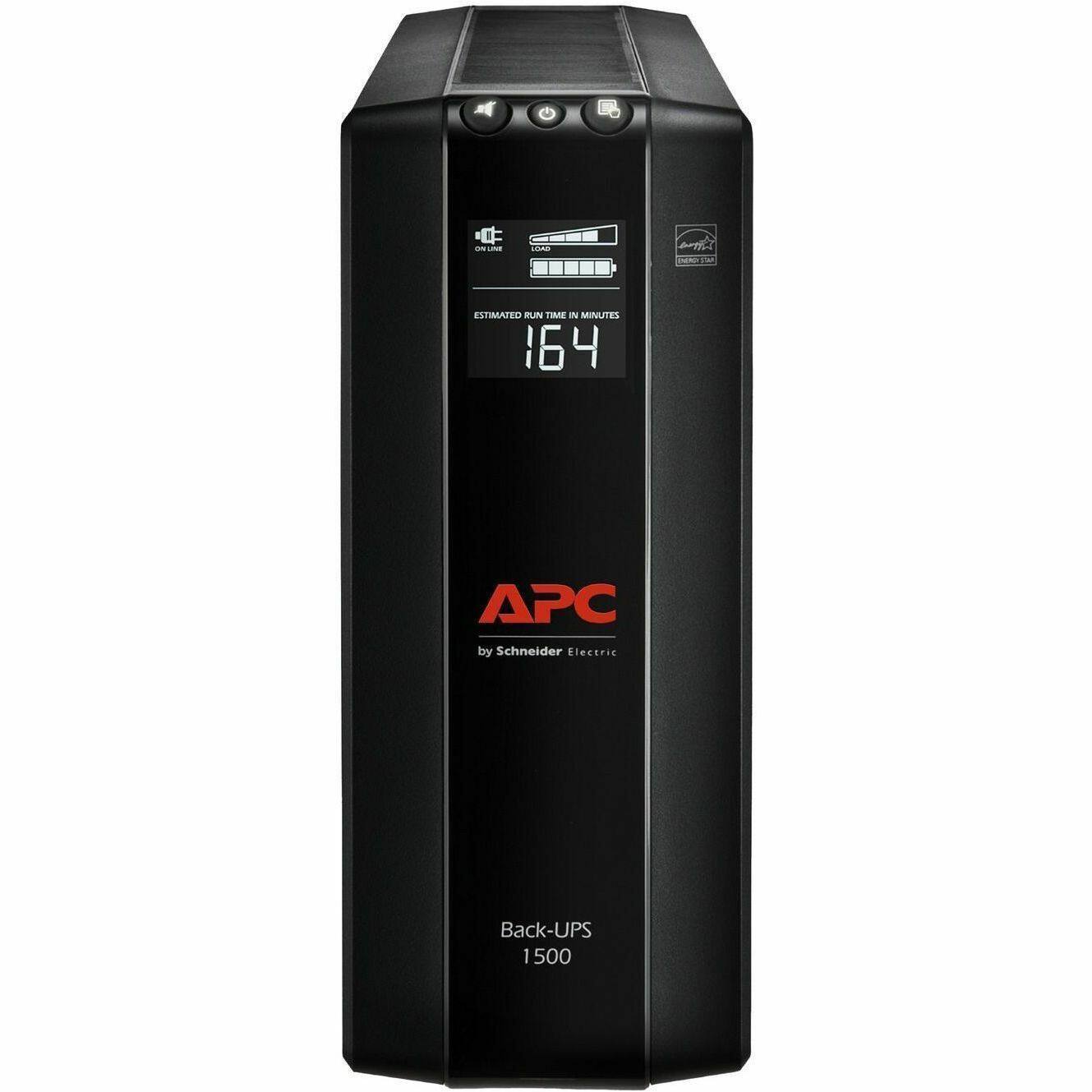 - ESTIMATED RUN TIME IN MINUTES: 164
- APC by Schneider Electric
- Back-UPS 1500