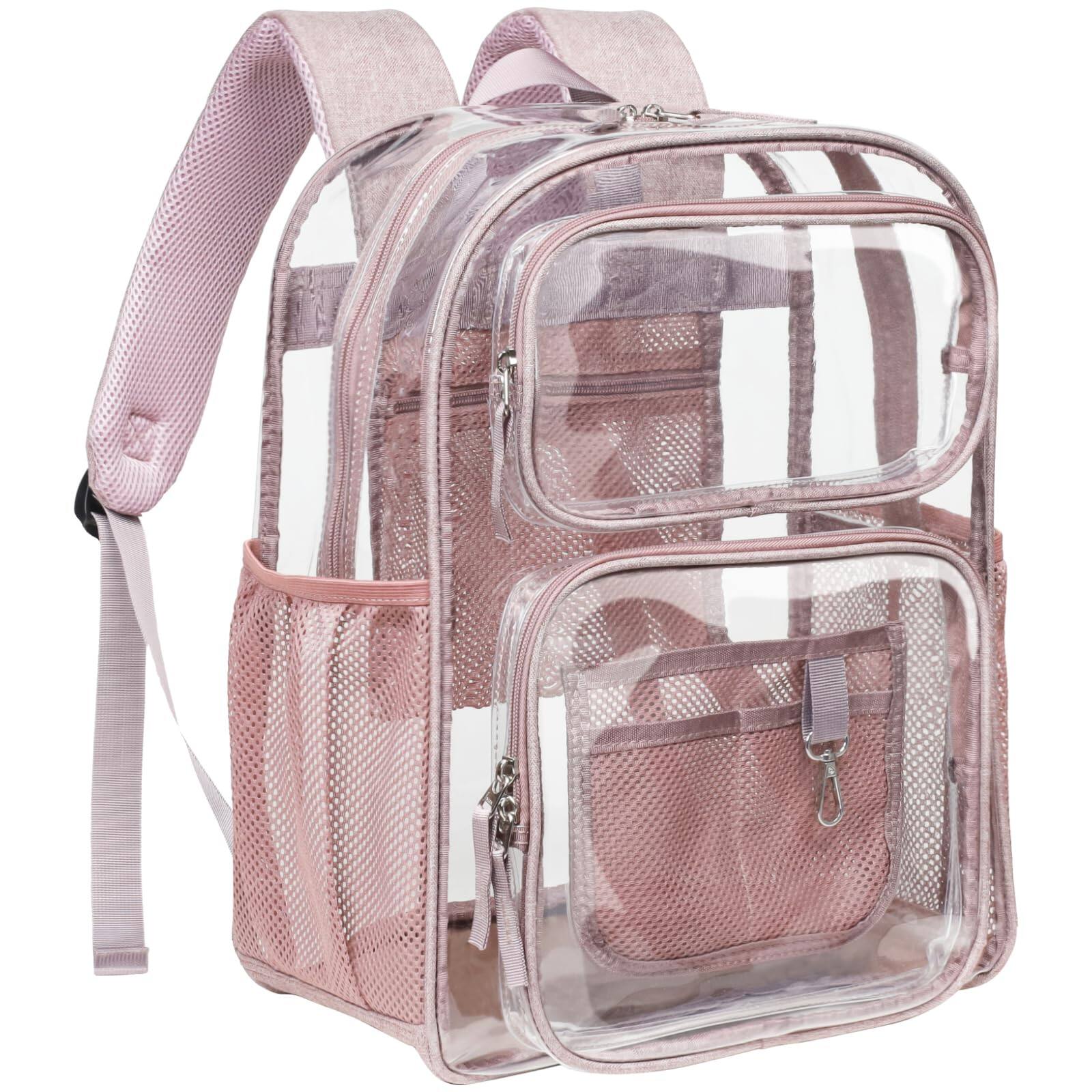 Stamp n Camp - Clear Backpack For School - 17 Inch Large Heavy Duty Bookbag See Through Pvc Backpacks (for 12 Above) - Mauve 17"-Daypack Backpacks