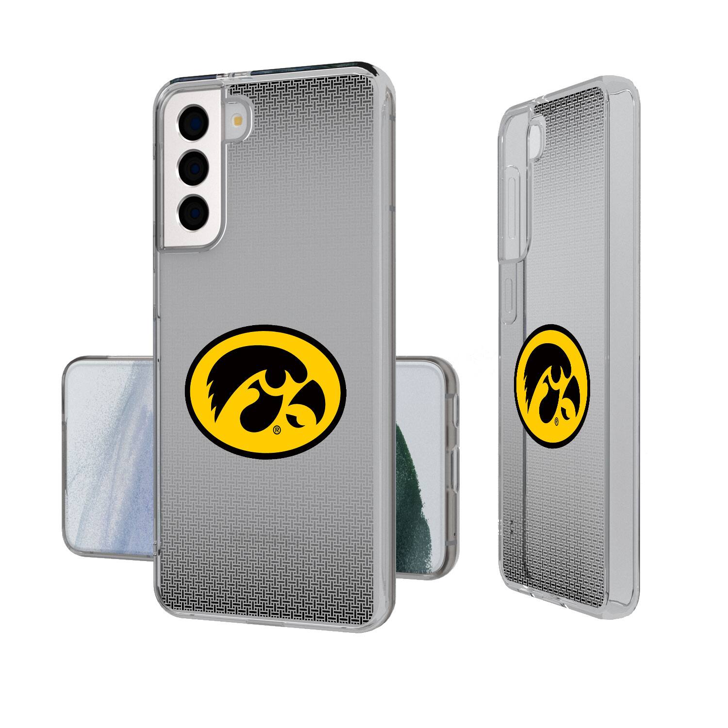 Front. Keyscaper - Iowa Hawkeyes Linen Logo Galaxy Clear Case - S24 - Multicolor.