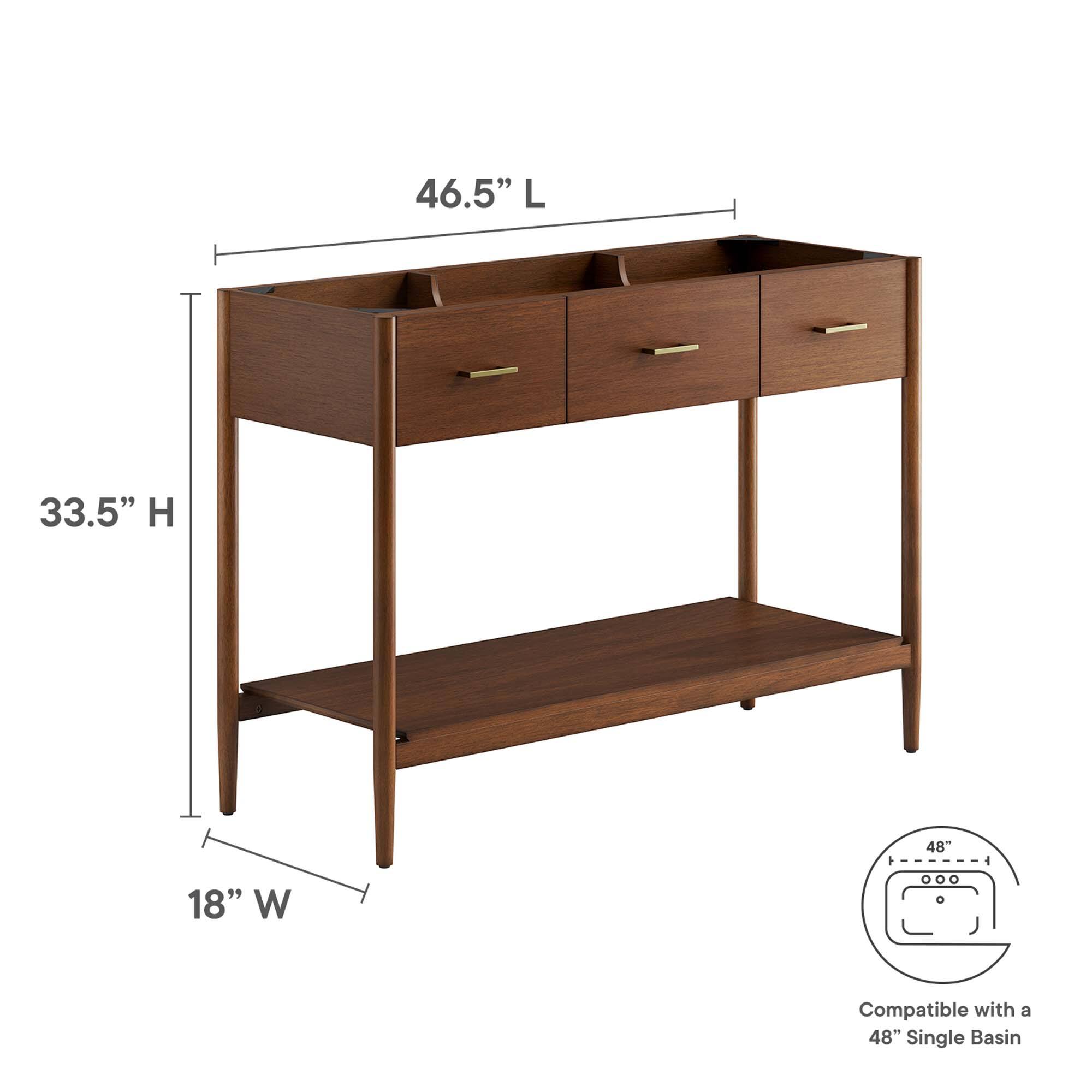 46.5" L  
33.5" H  
18" W  
Compatible with a 48" Single Basin
