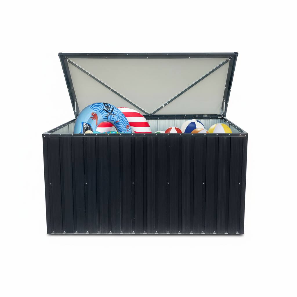 Alt View 8. HOMLUX - Metal Storage Box Store Medium Outdoor Deck Box Patio Storage Bin Chests Storage and Organization - Black.