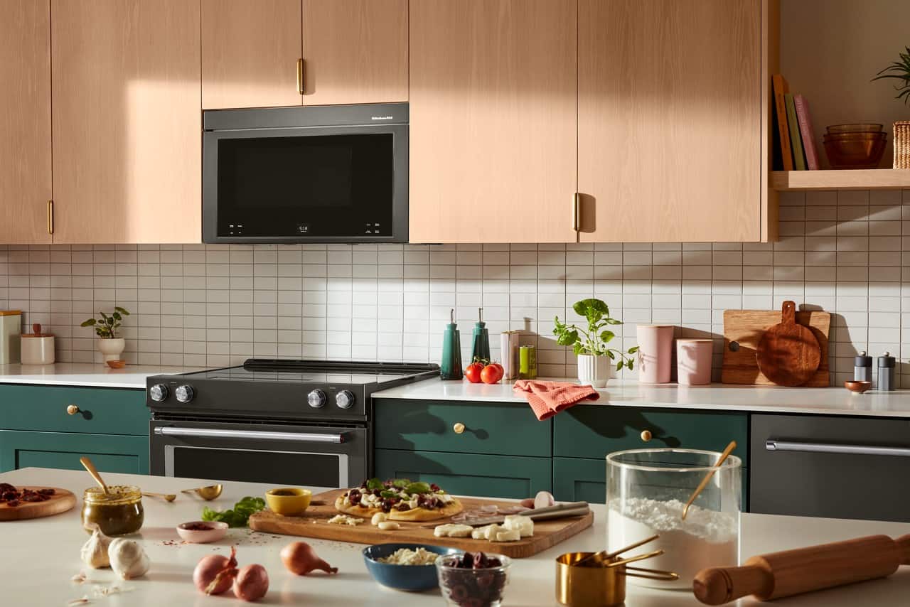 Alt View 17. KitchenAid - 1.1 Cu. Ft. Convection Flush Built-In Over-the-Range Microwave with Air Fry Mode - Black Stainless.