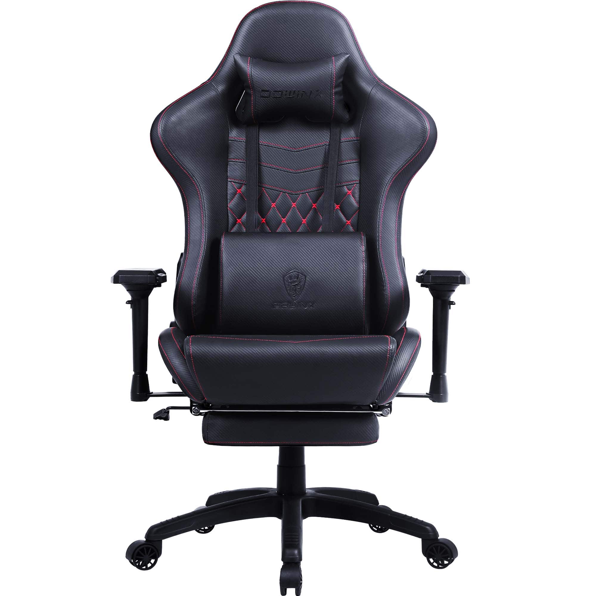 Dowinx - Gaming Chair Ergonomic with 4D Armrests for Adults, Reclining Office Chairs with Adjustable Massage Lumbar Support - Black