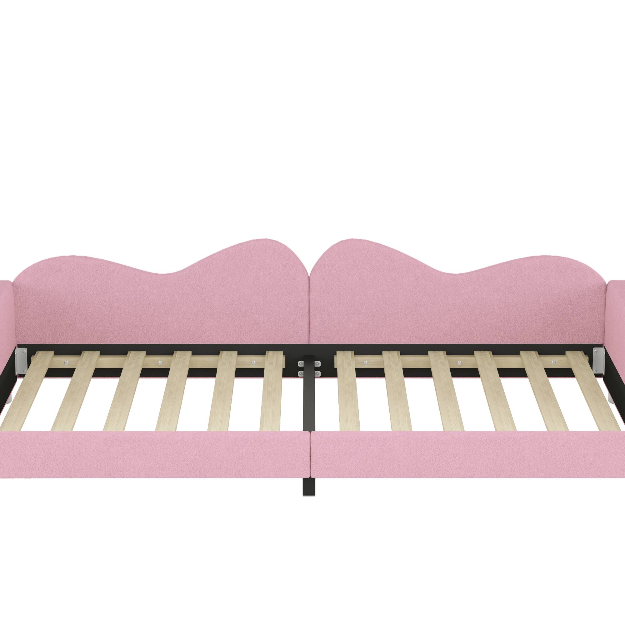 Alt View 8. GOODSILO - Twin Size Upholstered Sherpa Fabric Daybed with Cloud-Shaped Backrest Sofabed for Modern Home Decor - Pink.