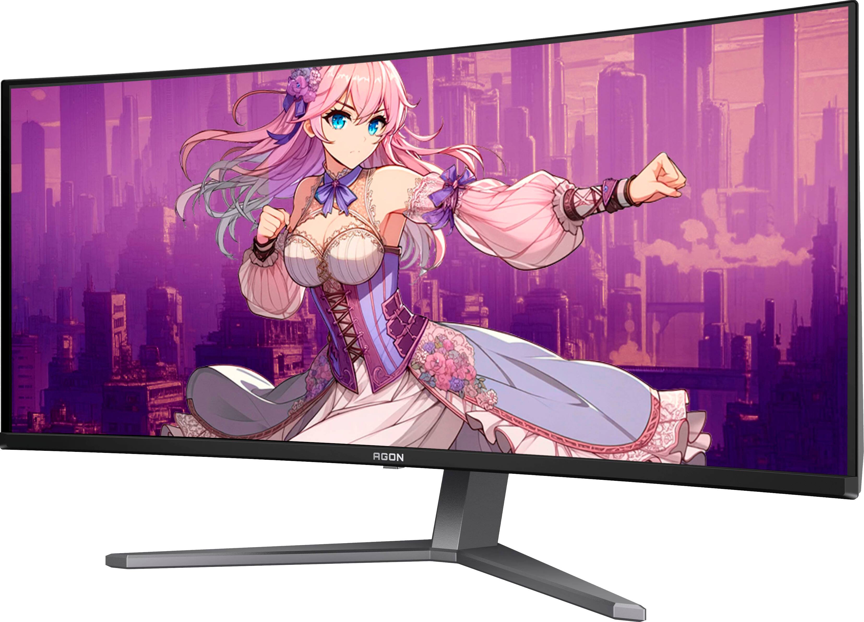 Left. AOC - 34" AG346UCD QD-OLED, WQHD 165hz Gaming Monitor - Black.