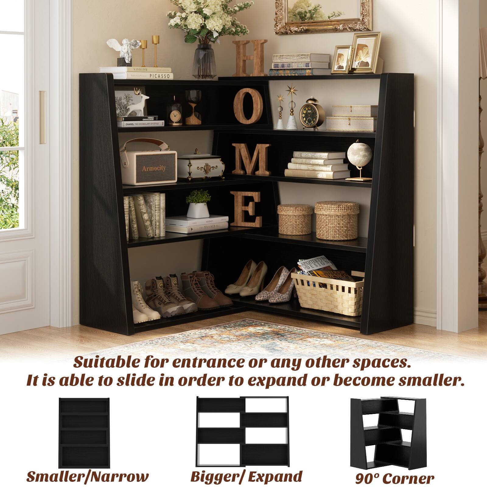 **Armocity**

**PICASSO**

**Suitable for entrance or any other spaces. It is able to slide in order to expand or become smaller.**

- Smaller/Narrow
- Bigger/Expand
- 90° Corner