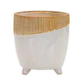 BreeBe - Dual Tone Ceramic Planter 7.75"H - Brown, White