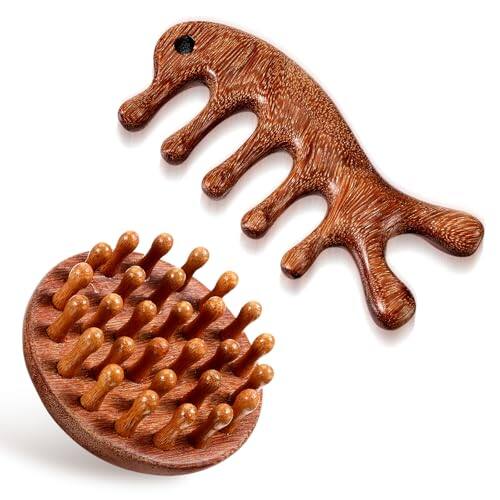 Front. ESBANY - Wood Scalp Massager, Scalp Massage Comb, Sandalwood Hair Growth Tool, Portable Manual Head Scrubber, Scalps Care Comb.
