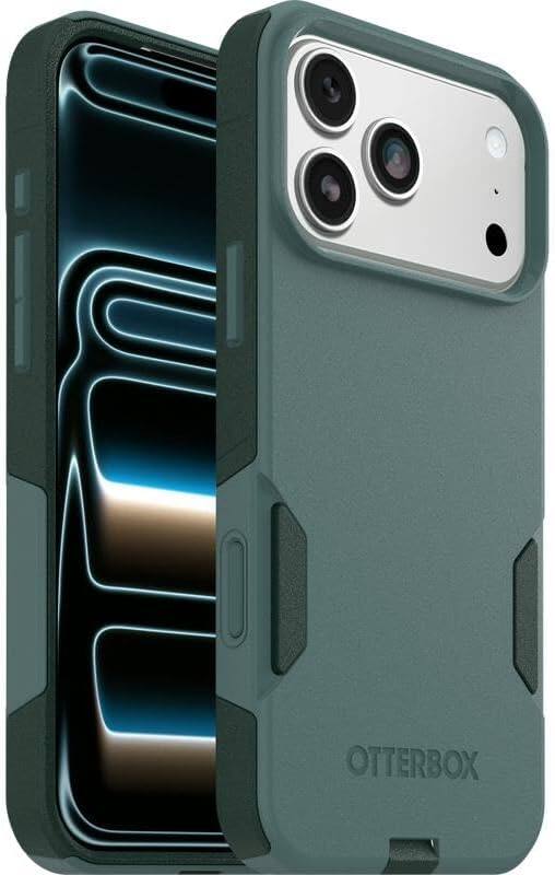 Left. OtterBox - OtterBox iPhone 17 Pro Max, Bundle: Commuter Series MagSafe Case & Screen Protector, Built-in magnets, Thin & Protective - Sagebrush (Green).