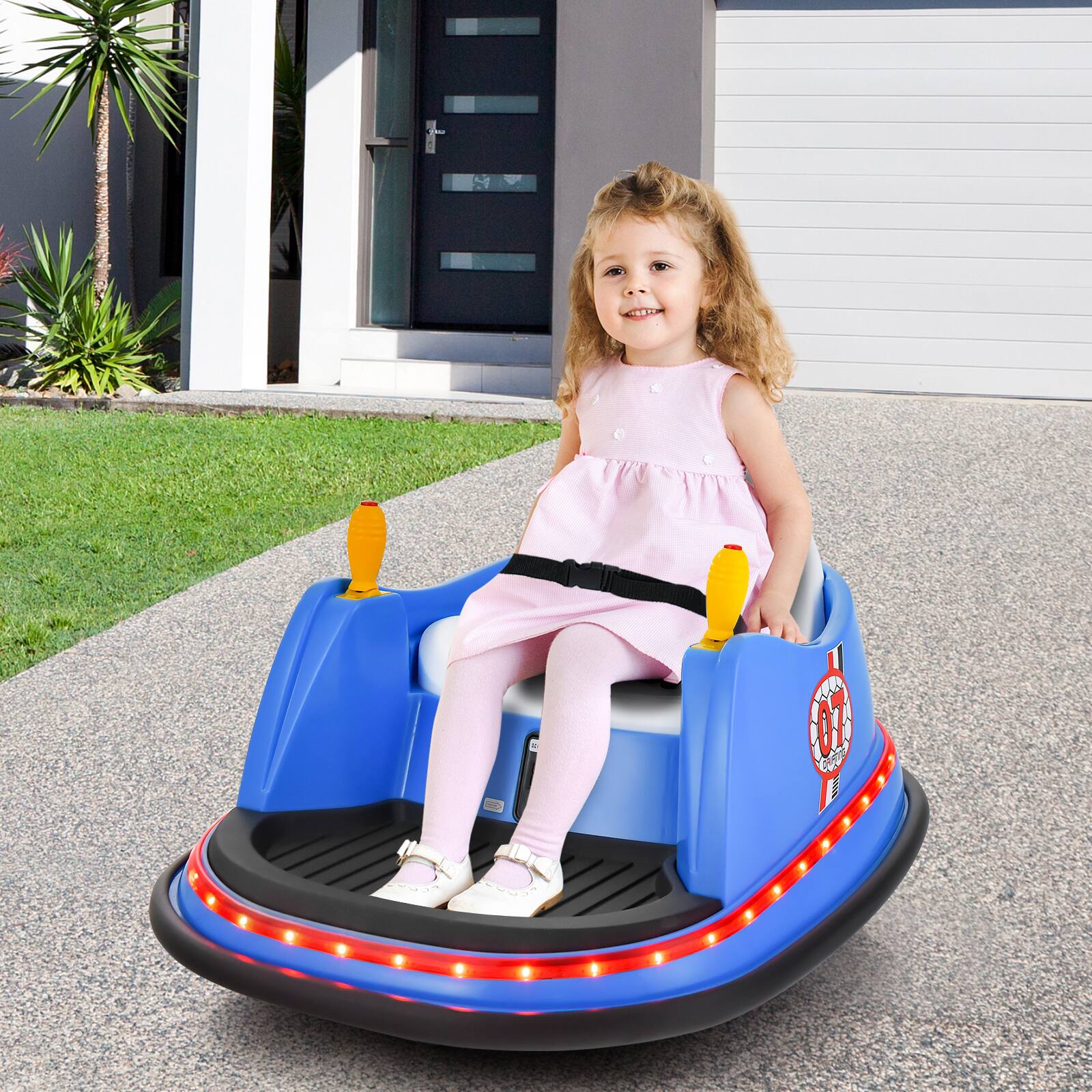 Alt View 5. Costway - Costway 12V Vehicle 360° Spin Race Toy Kids Ride On Bumper Car w/ Remote Control - Blue.