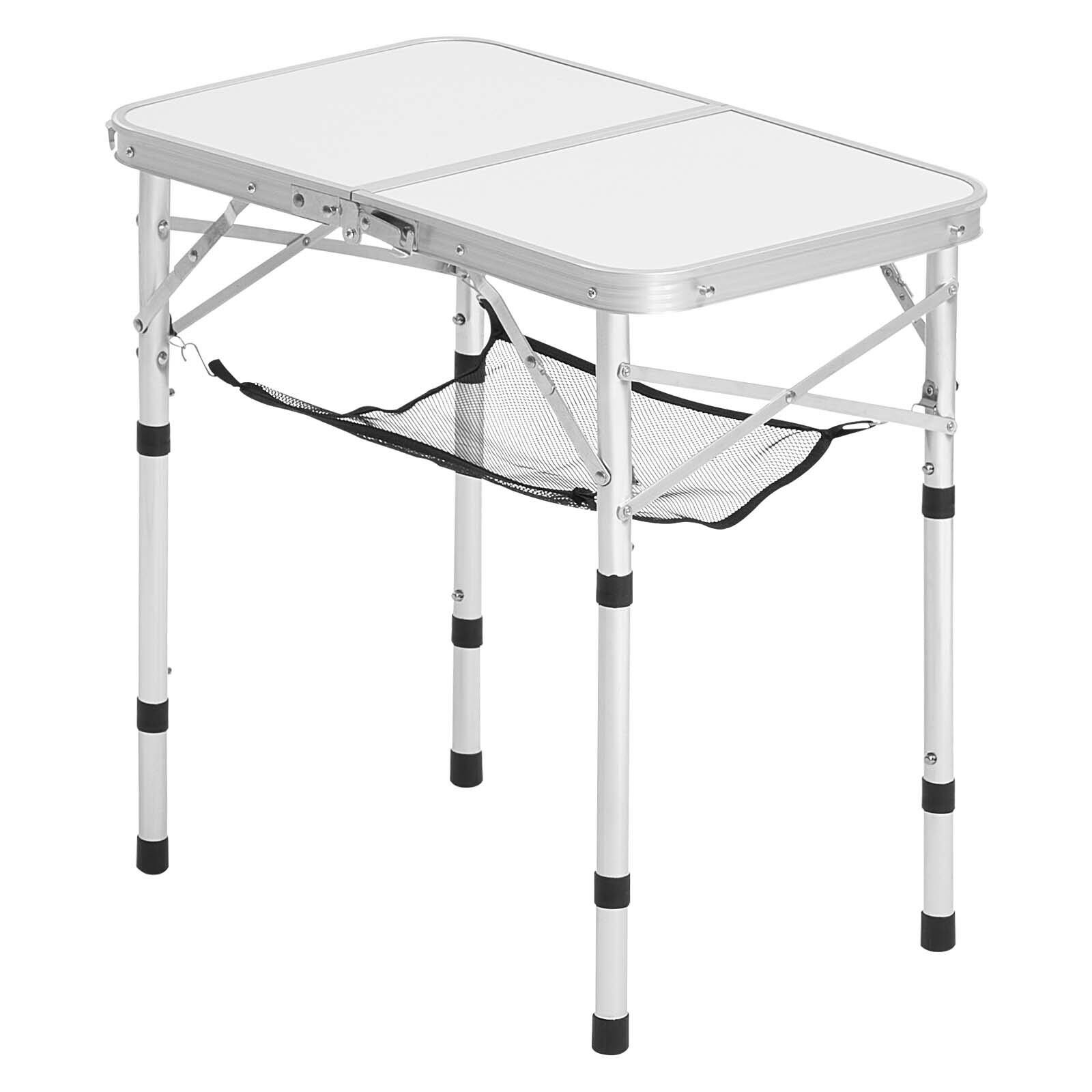Alt View 9. Glintex - Camping Table, Adjustable Height Folding Camping Desk with Mesh Layer, Portable Lightweight for Outdoor Use - Silver.