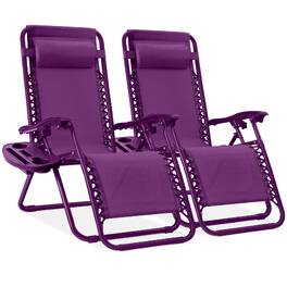 Best Choice Products - Set of 2 Zero Gravity Lounge Chair Recliners for Patio, Pool w/ Cup Holder Tray - Amethyst