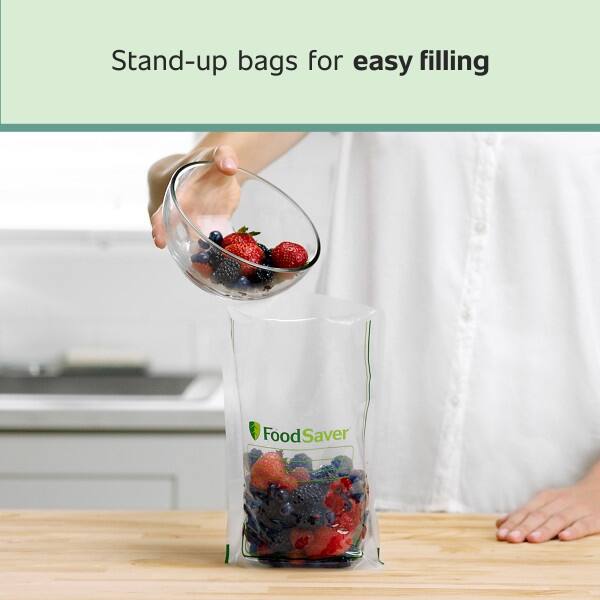 Stand-up bags for easy filling  
FoodSaver