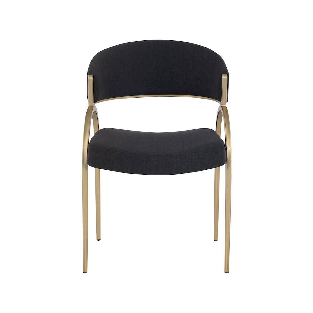 Alt View 2. Meridian Furniture - Privet Black Linen Textured Fabric Dining Chair, Set of 2 - Black.