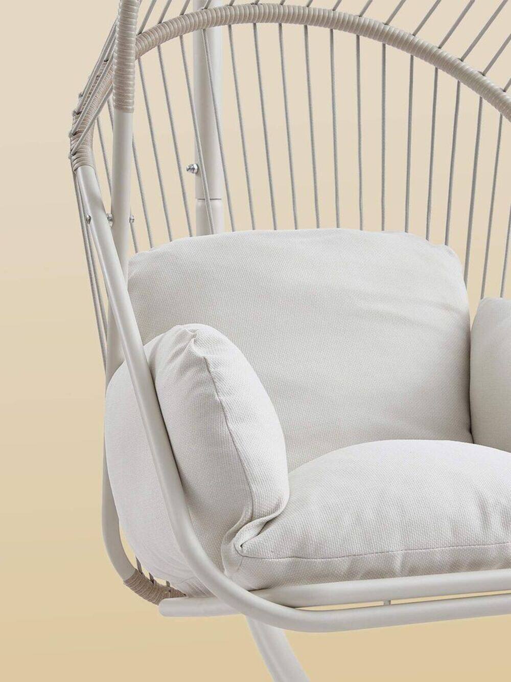 Left. Songmics Home - Outdoor Steel Egg Chair – Bone Color - Gray.