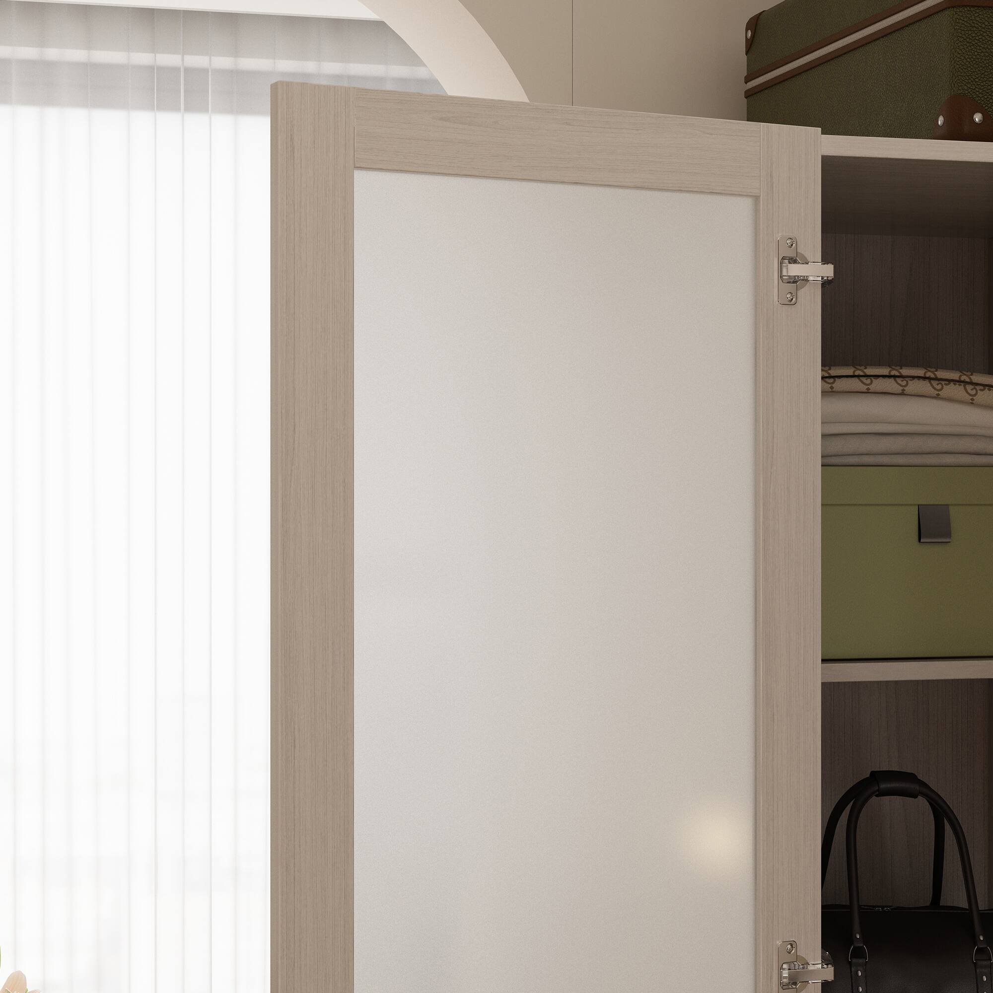 Alt View 7. FUFU&GAGA - FUFU&GAGA Modern Corner Wardrobe with Anti - Tip for Bedroom Storage  Optimized for Space Saving Organization - White.