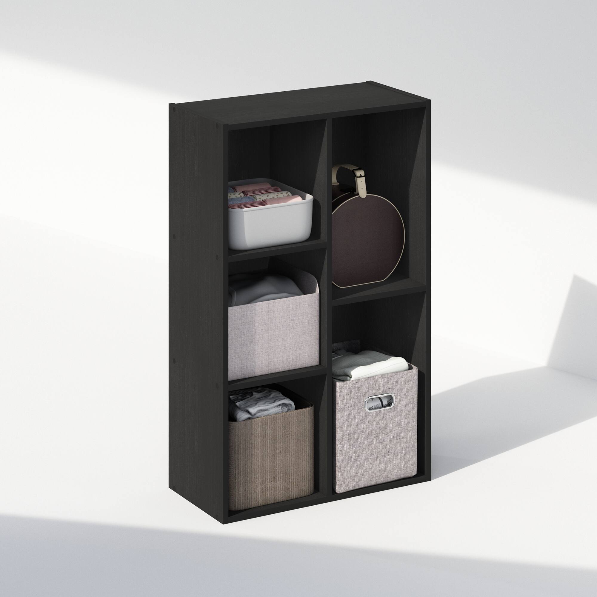 Alt View 3. Furinno - Reed 5-Cube Open Shelf Multipurpose Closet & Clothing Storage, Storage Organizer - Blackwood.
