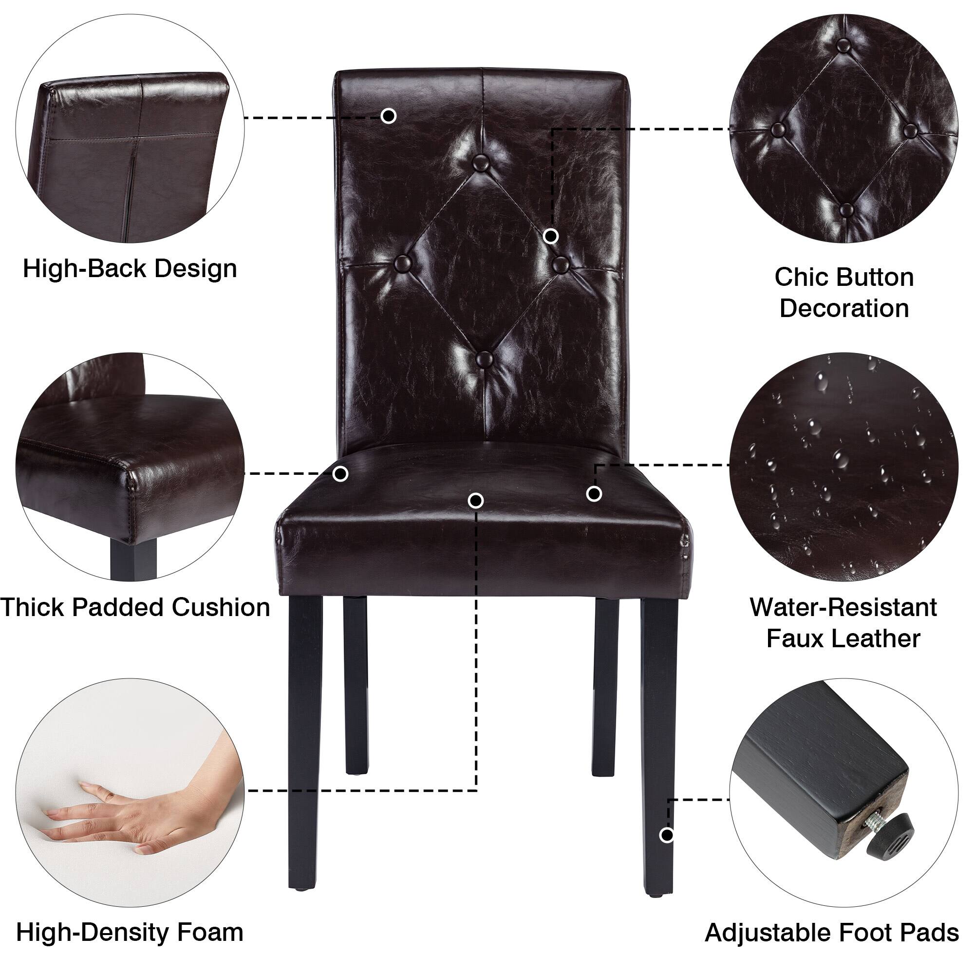- High-Back Design
- Chic Button Decoration
- Thick Padded Cushion
- Water-Resistant Faux Leather
- High-Density Foam
- Adjustable Foot Pads