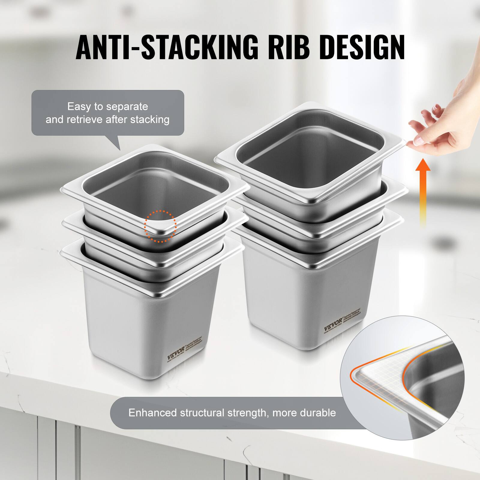 ANTI-STACKING RIB DESIGN

Easy to separate and retrieve after stacking

Enhanced structural strength, more durable
