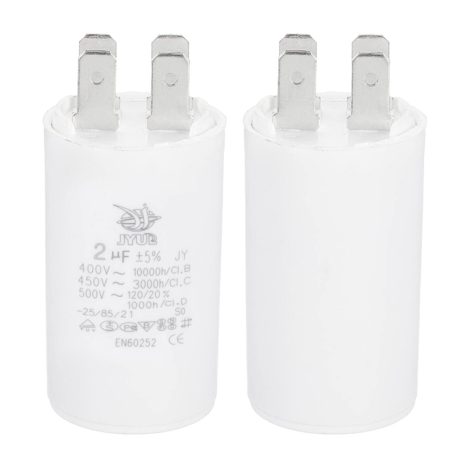 JYUL 2 µF ±5% JY  
400V ~ 10000h/CI.B  
450V ~ 3000h/CI.C  
500V ~ 120/20% 1000h/CI.D  
-25/85/21  
SO  
B D  
EN60252 CE