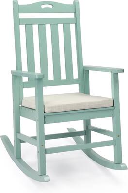 Winado - Wooden Rocking Chair, Heavy Duty 450LBS with High Backrest, Cushion All-Weather Lounge Rocker Support for Outdoor Garden - Mint Green