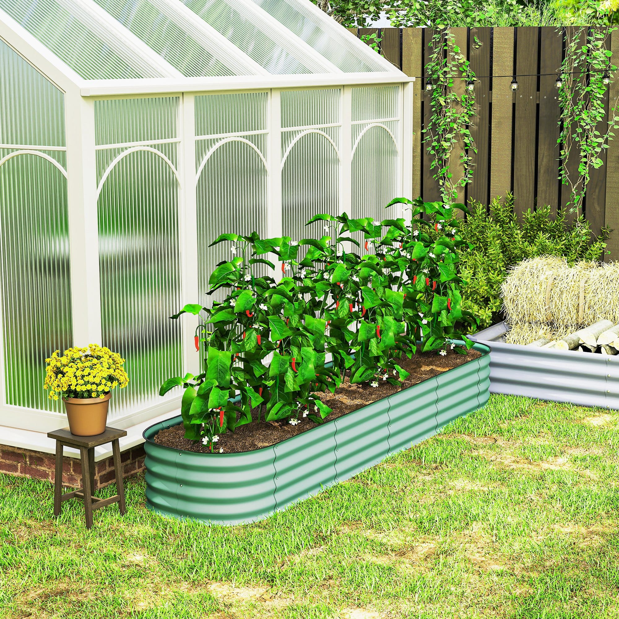 Outsunny x 2' x 1' Galvanized Raised Garden Bed Kit Green 845