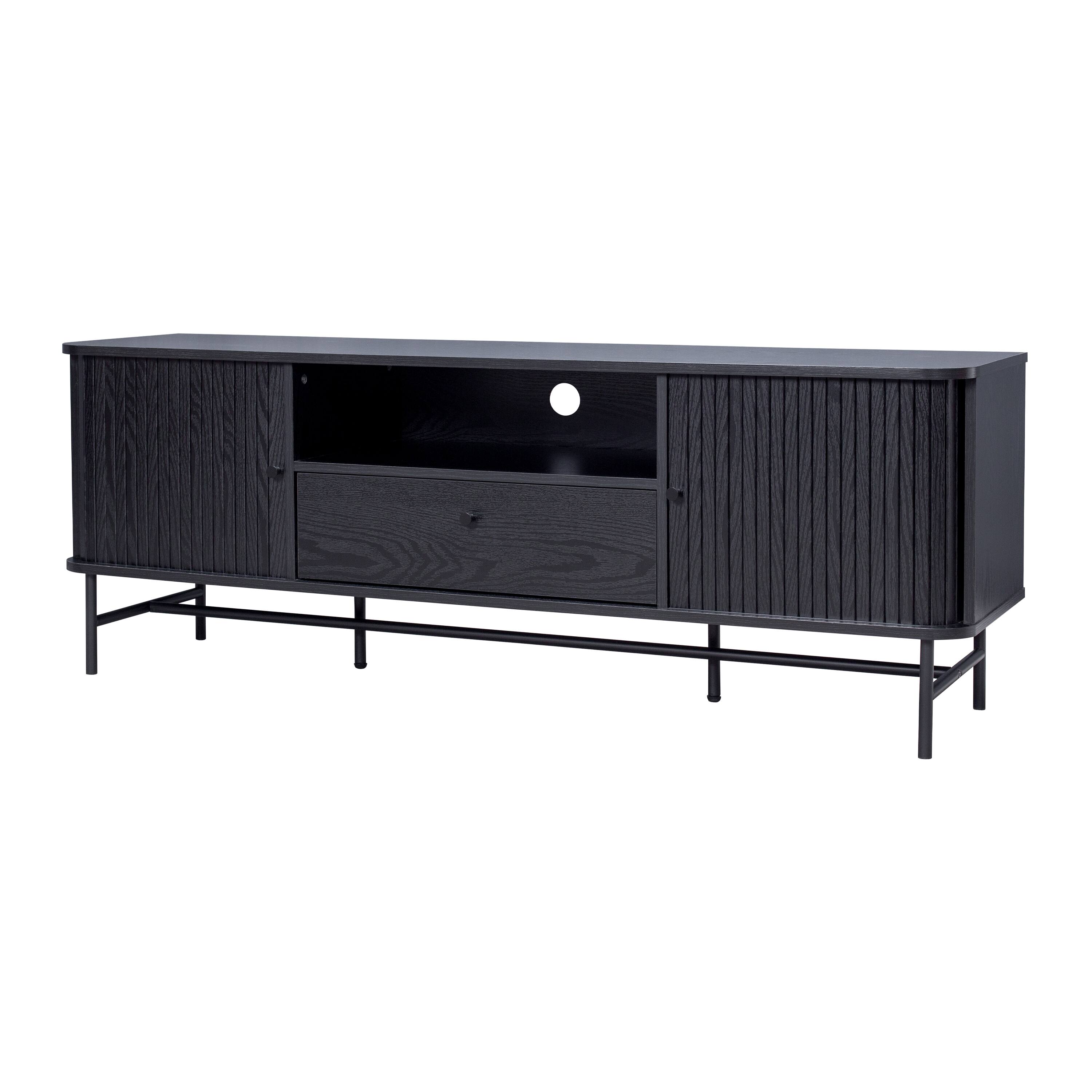 Alt View 1. CorLiving - TV Stand / Media Console with Curved Fluted Doors for TVs up to 65" - Black.