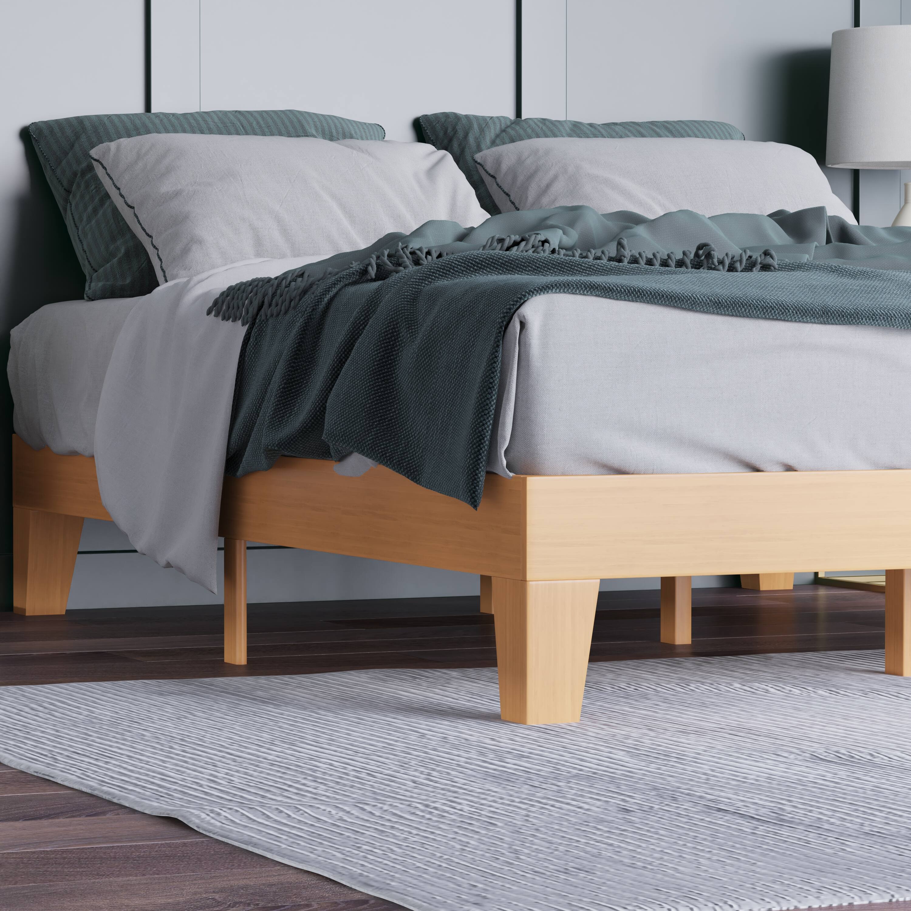 Alt View 3. Emma + Oliver - Avila Wooden Platform Bed with Wooden Support Slats; No Box Spring or Foundation Required - Natural.