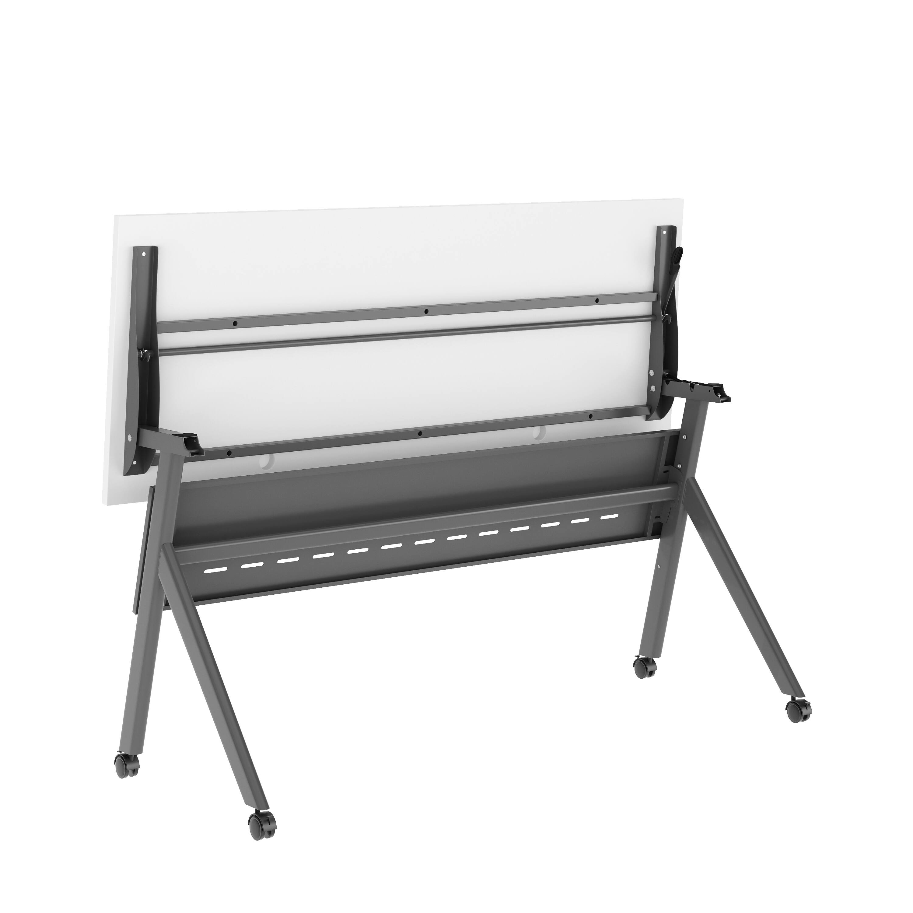 Alt View 10. Emma + Oliver - Griffin Heavy-Duty Flip Top Training Table with Nesting Design, Privacy Panel, Y-Legs, Tabletop, Metal Frame - White Top/Gray Frame.