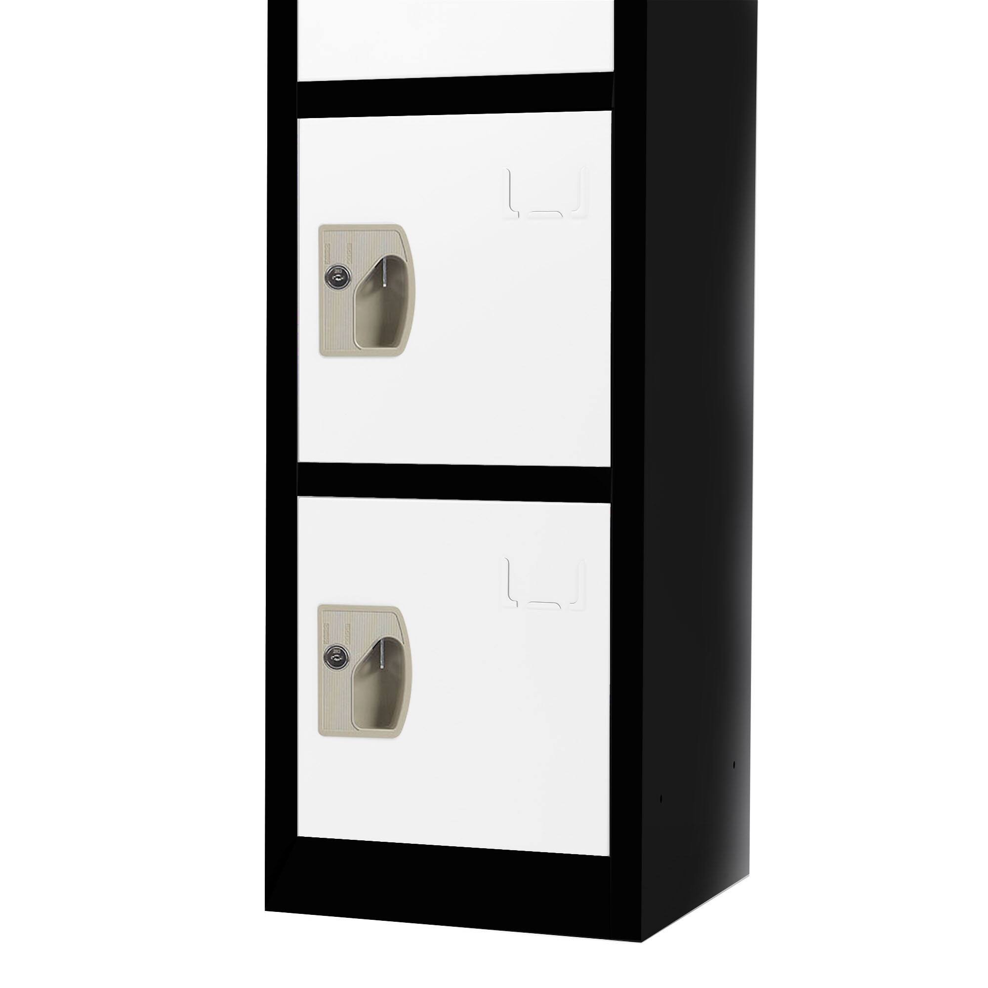 Alt View 2. AdirOffice - Storage Locker 629-Series 72" H 6-Tier Steel Key Lock 6-Shelf Locker with Key Lock, 4/Pack - Black Bidy/White Doors.