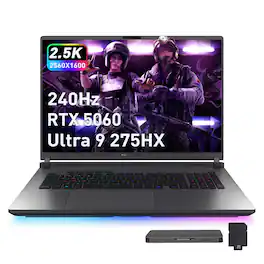 ASUS - ROG Strix 18" Gaming Laptop,Ultra 9 275HX,16GB RAM,1TB SSD+1TB Dock Set,RTX 5060,Backlit Keyboard,Win 11 Pro - Gray