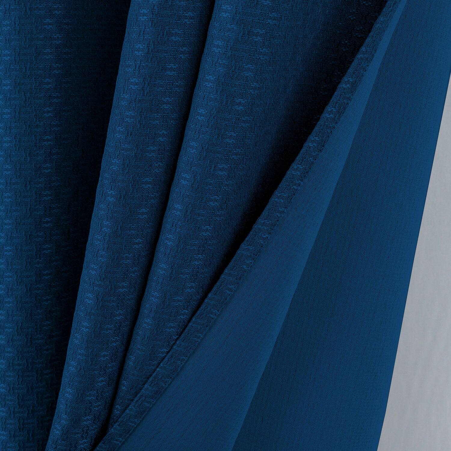 Alt View 1. Olivia Gray - Olivia Gray 100% Polyester 250 GSM Basket Weave Ian Luxury Jacquard Blackout Grommet Curtain Panel 54" x 84" Blue - Blue.