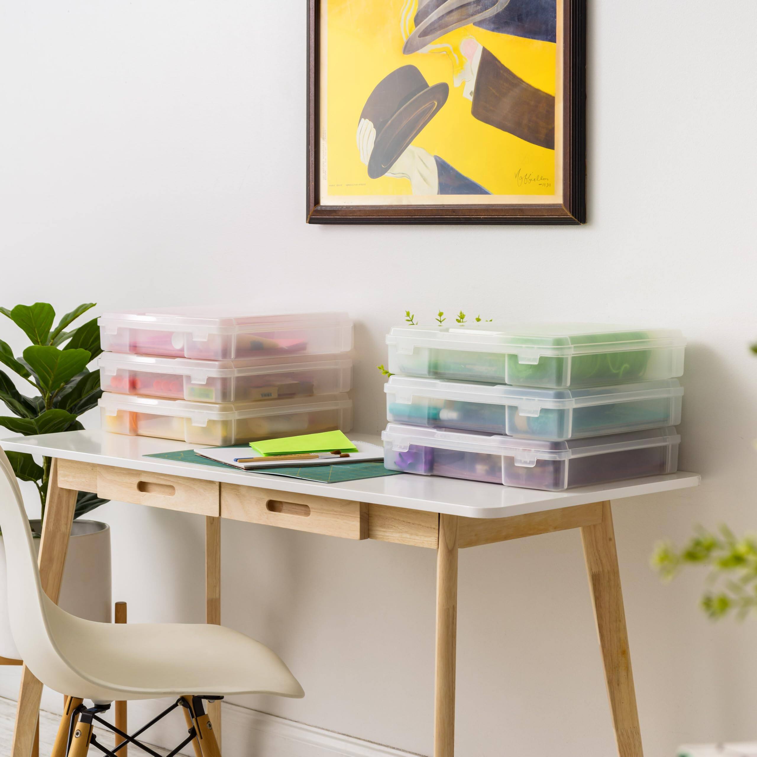 Alt View 3. HM 1810 - IRIS USA Fits 12 x 12 Paper 6 Pack Thick Portable Scrapbook Paper Storage Cases Organizers Built - Black 6-Tier.